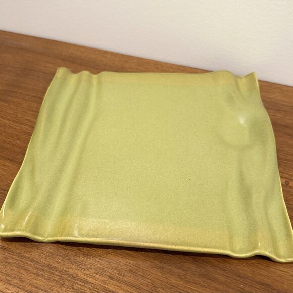 Alex Marshall Studios Pottery Oversized Square Serving Platter Plate Green 11.25